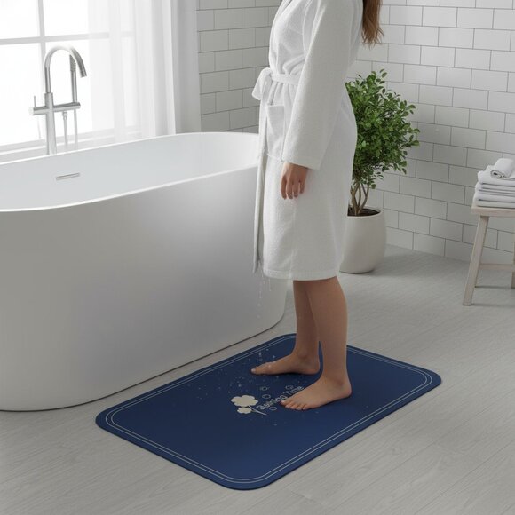 Blue Bathroom Mat - New - Soft & Absorbent Shower Mat - Picture 2 of 9